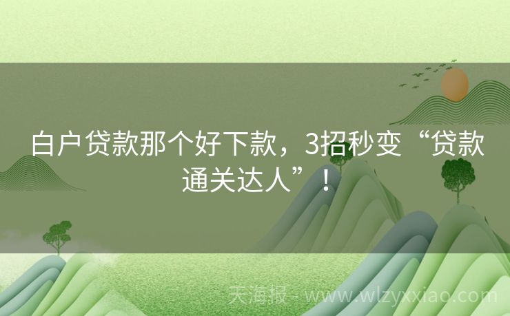 白户贷款那个好下款，3招秒变“贷款通关达人”！