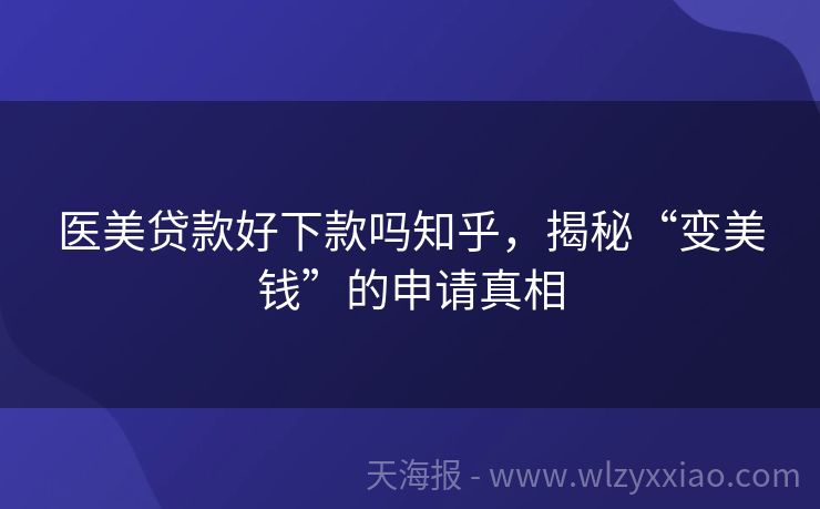 医美贷款好下款吗知乎，揭秘“变美钱”的申请真相