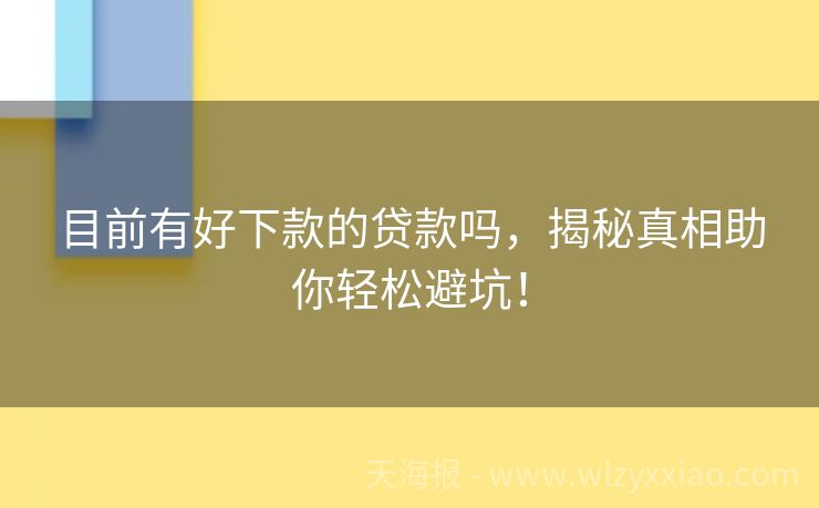 目前有好下款的贷款吗，揭秘真相助你轻松避坑！