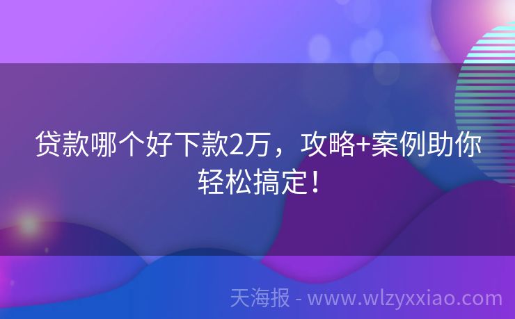 贷款哪个好下款2万，攻略+案例助你轻松搞定！