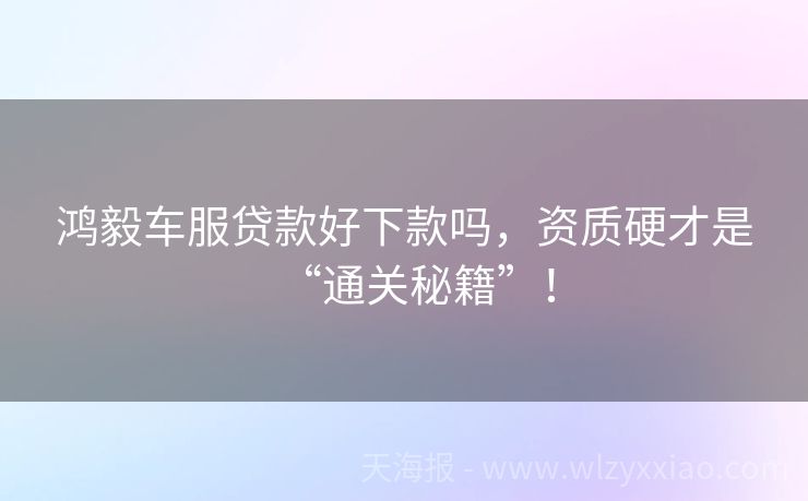 鸿毅车服贷款好下款吗，资质硬才是“通关秘籍”！
