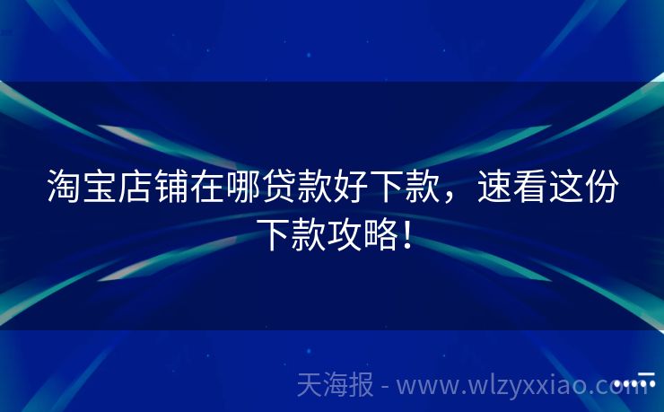 淘宝店铺在哪贷款好下款，速看这份下款攻略！