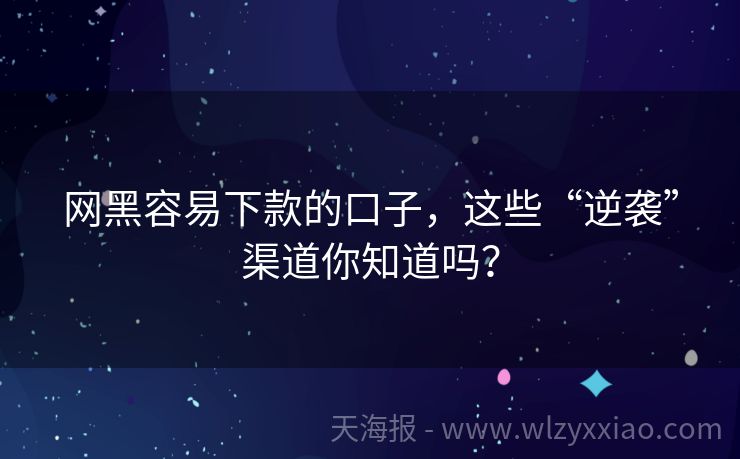 网黑容易下款的口子，这些“逆袭”渠道你知道吗？