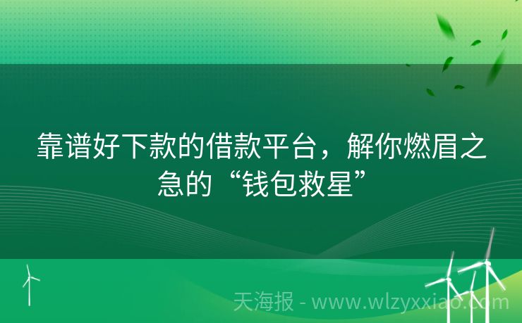 靠谱好下款的借款平台，解你燃眉之急的“钱包救星”