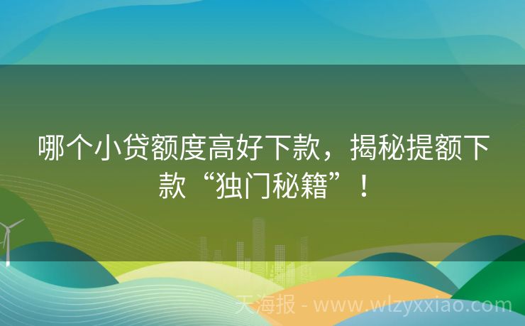 哪个小贷额度高好下款，揭秘提额下款“独门秘籍”！