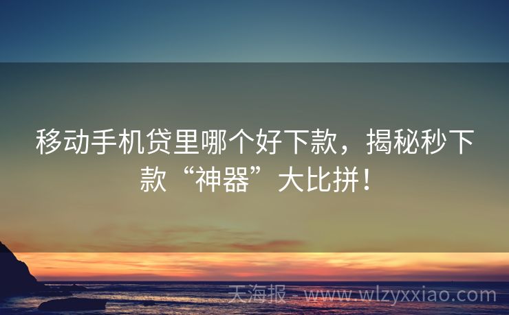 移动手机贷里哪个好下款，揭秘秒下款“神器”大比拼！