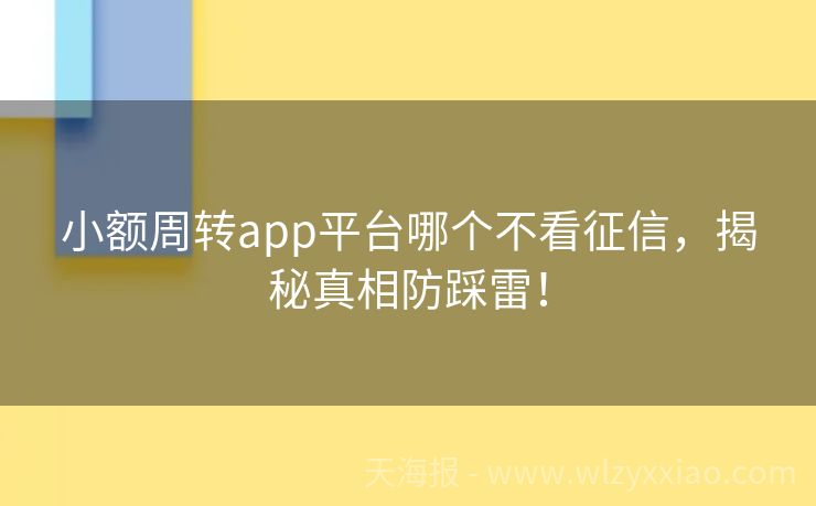 小额周转app平台哪个不看征信，揭秘真相防踩雷！