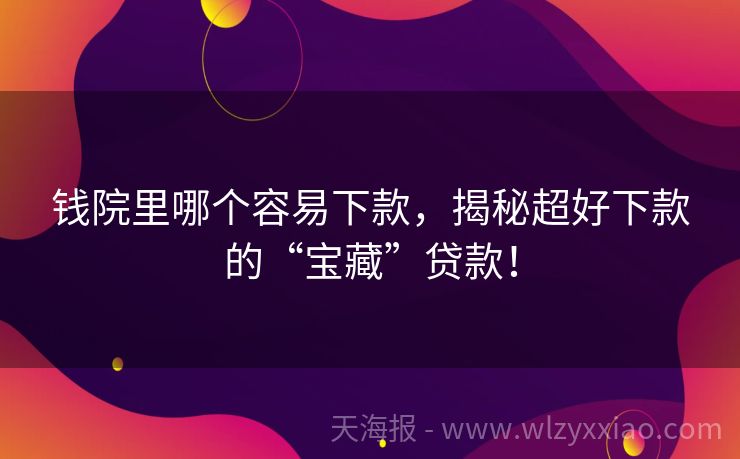 钱院里哪个容易下款，揭秘超好下款的“宝藏”贷款！