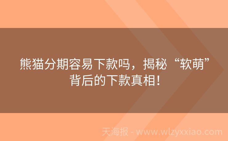 熊猫分期容易下款吗，揭秘“软萌”背后的下款真相！