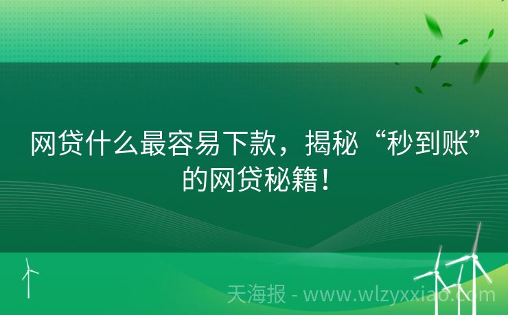 网贷什么最容易下款，揭秘“秒到账”的网贷秘籍！