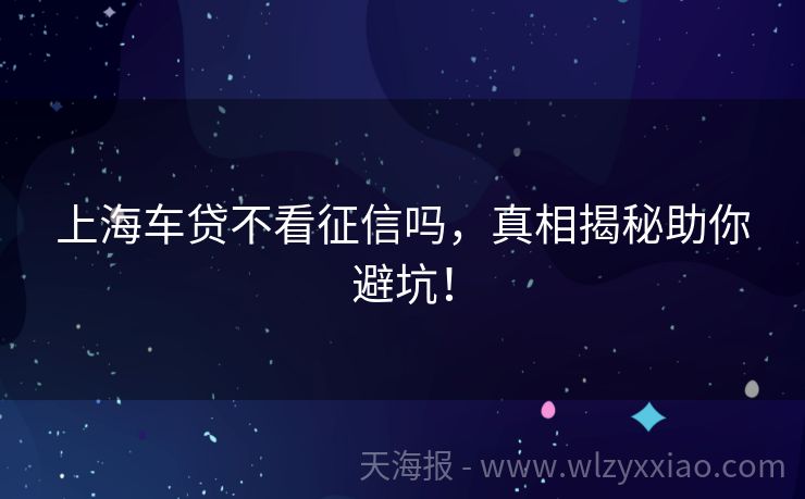 上海车贷不看征信吗，真相揭秘助你避坑！