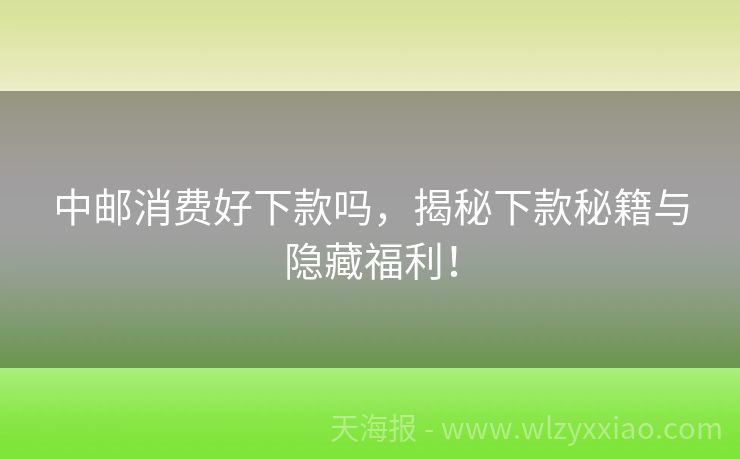 中邮消费好下款吗，揭秘下款秘籍与隐藏福利！