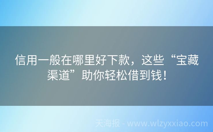 信用一般在哪里好下款，这些“宝藏渠道”助你轻松借到钱！