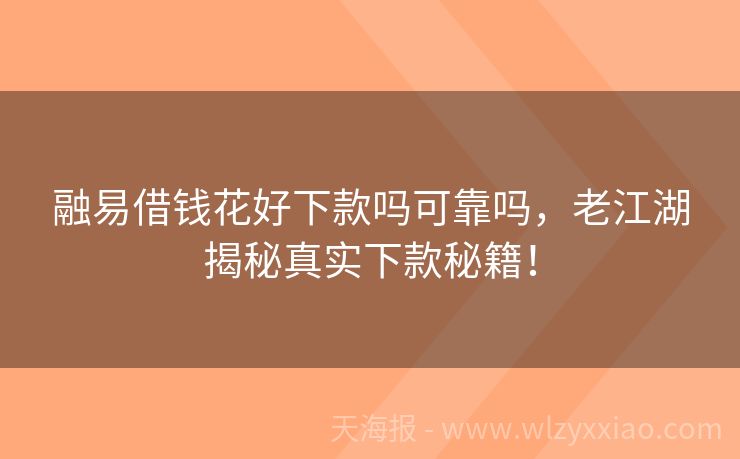 融易借钱花好下款吗可靠吗，老江湖揭秘真实下款秘籍！