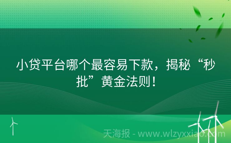 小贷平台哪个最容易下款，揭秘“秒批”黄金法则！