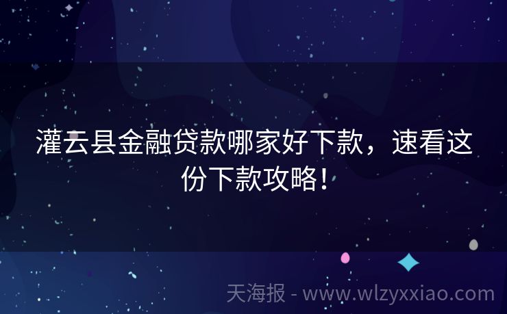 灌云县金融贷款哪家好下款，速看这份下款攻略！