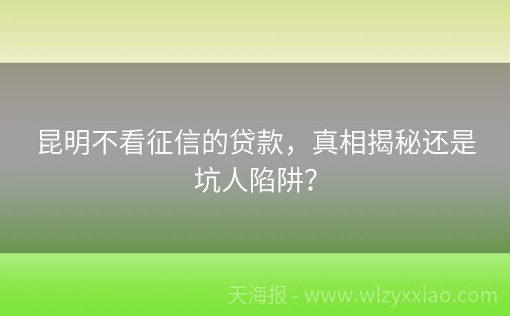 昆明不看征信的贷款，真相揭秘还是坑人陷阱？