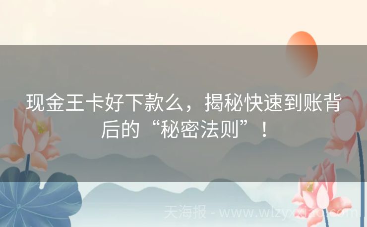 现金王卡好下款么，揭秘快速到账背后的“秘密法则”！