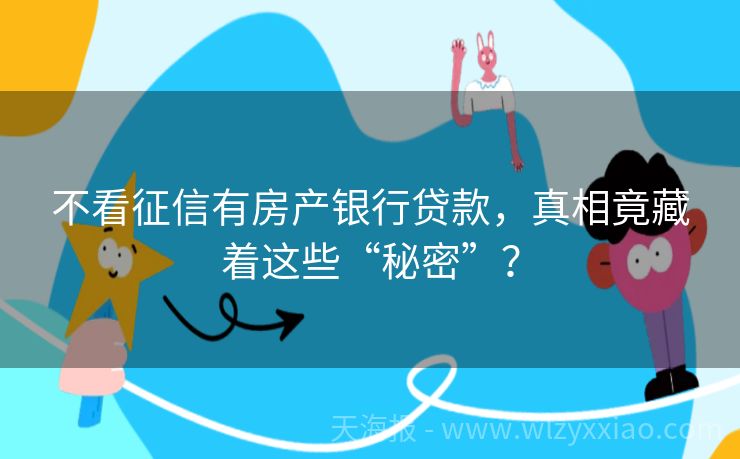 不看征信有房产银行贷款，真相竟藏着这些“秘密”？