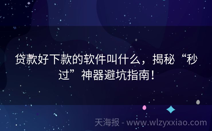 贷款好下款的软件叫什么，揭秘“秒过”神器避坑指南！