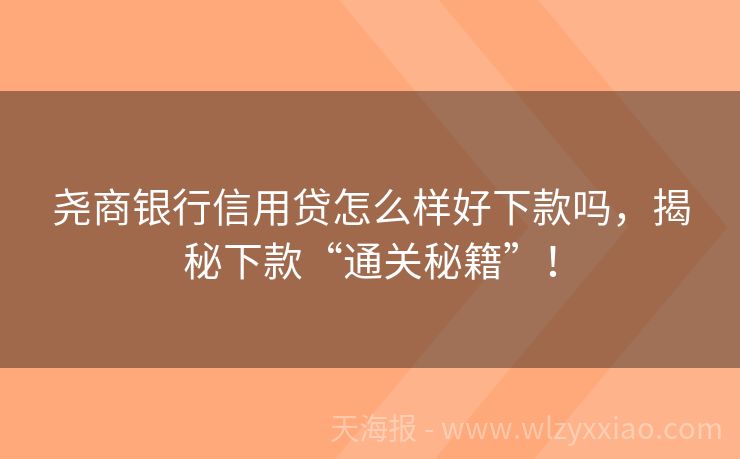 尧商银行信用贷怎么样好下款吗，揭秘下款“通关秘籍”！