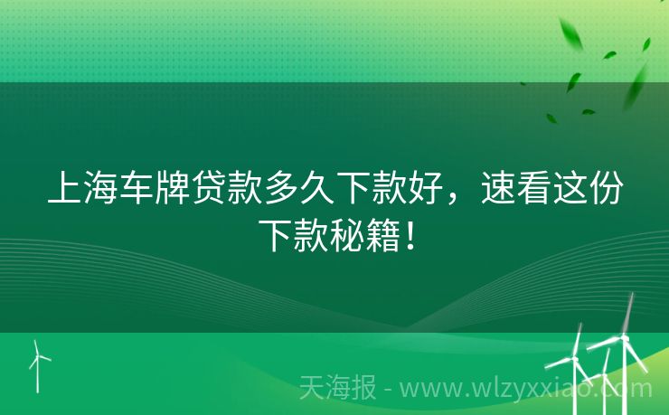 上海车牌贷款多久下款好，速看这份下款秘籍！