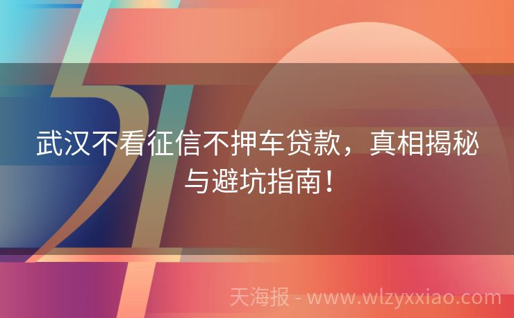武汉不看征信不押车贷款，真相揭秘与避坑指南！