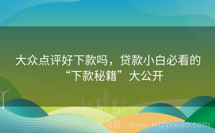 大众点评好下款吗，贷款小白必看的“下款秘籍”大公开