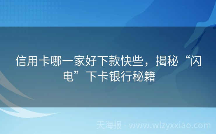 信用卡哪一家好下款快些，揭秘“闪电”下卡银行秘籍