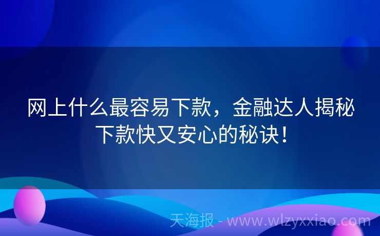 网上什么最容易下款，金融达人揭秘下款快又安心的秘诀！
