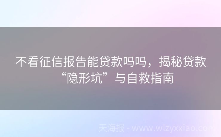 不看征信报告能贷款吗吗，揭秘贷款“隐形坑”与自救指南