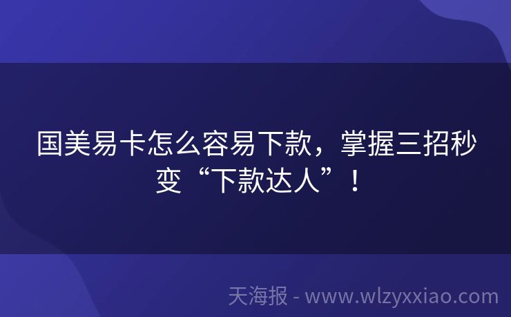 国美易卡怎么容易下款，掌握三招秒变“下款达人”！