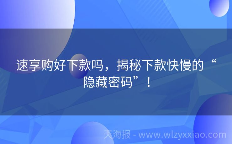 速享购好下款吗，揭秘下款快慢的“隐藏密码”！