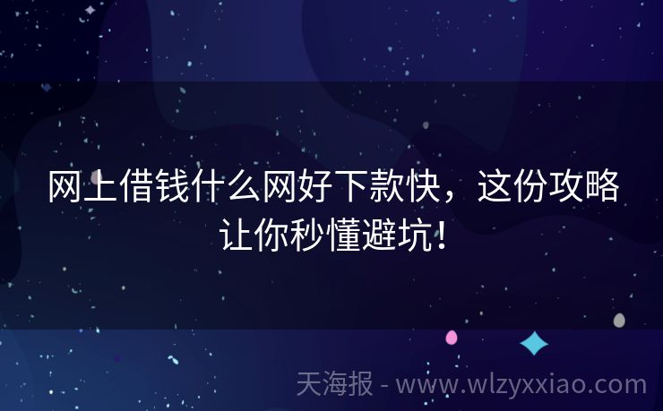 网上借钱什么网好下款快，这份攻略让你秒懂避坑！