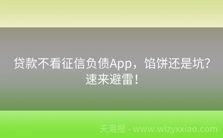 贷款不看征信负债App，馅饼还是坑？速来避雷！