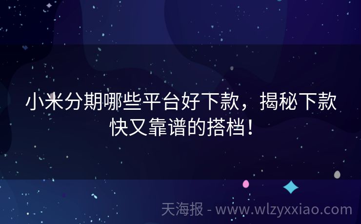 小米分期哪些平台好下款，揭秘下款快又靠谱的搭档！