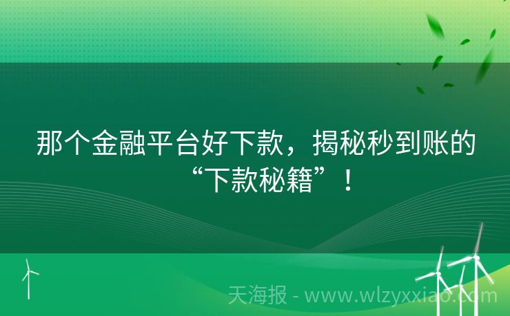 那个金融平台好下款，揭秘秒到账的“下款秘籍”！
