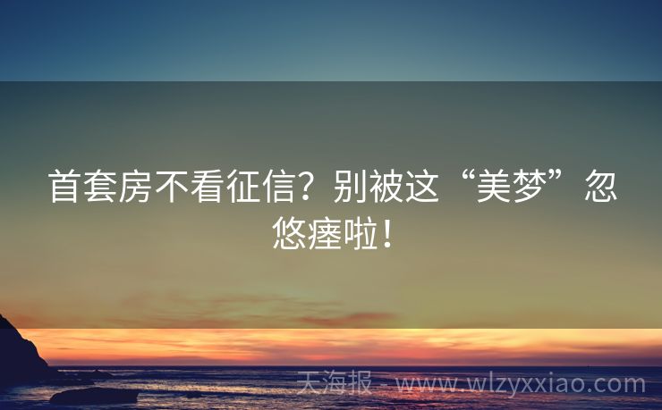 首套房不看征信？别被这“美梦”忽悠瘗啦！