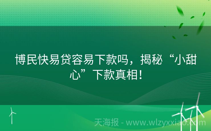 博民快易贷容易下款吗，揭秘“小甜心”下款真相！