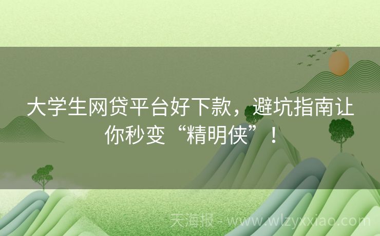 大学生网贷平台好下款，避坑指南让你秒变“精明侠”！