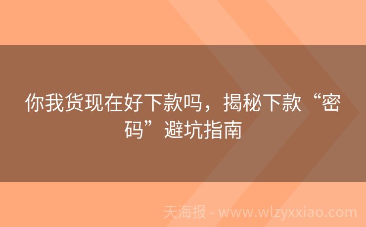 你我货现在好下款吗，揭秘下款“密码”避坑指南