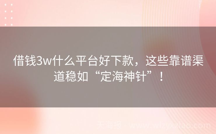 借钱3w什么平台好下款，这些靠谱渠道稳如“定海神针”！