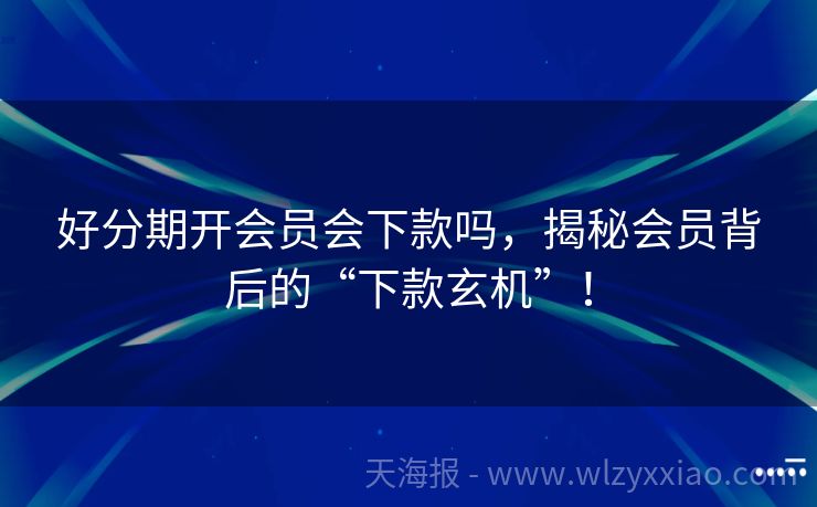 好分期开会员会下款吗，揭秘会员背后的“下款玄机”！