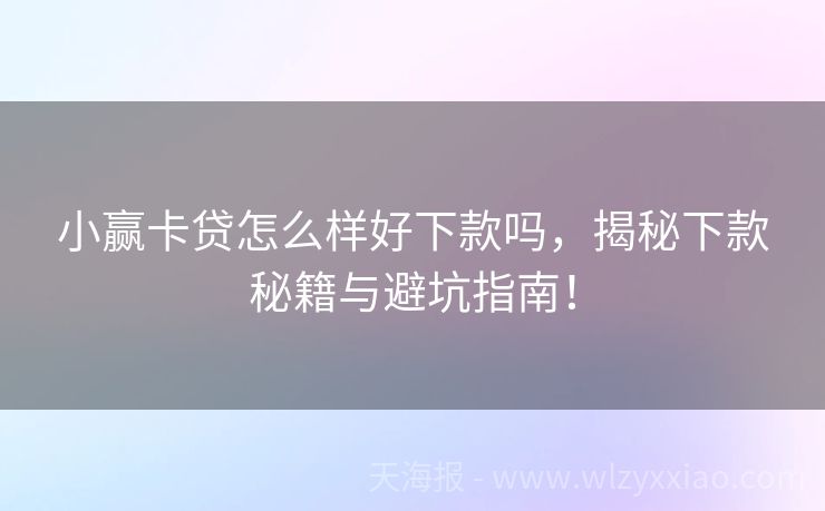 小赢卡贷怎么样好下款吗，揭秘下款秘籍与避坑指南！