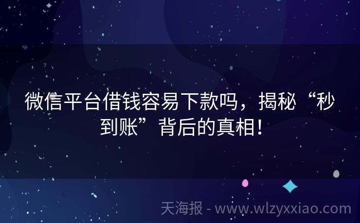 微信平台借钱容易下款吗，揭秘“秒到账”背后的真相！