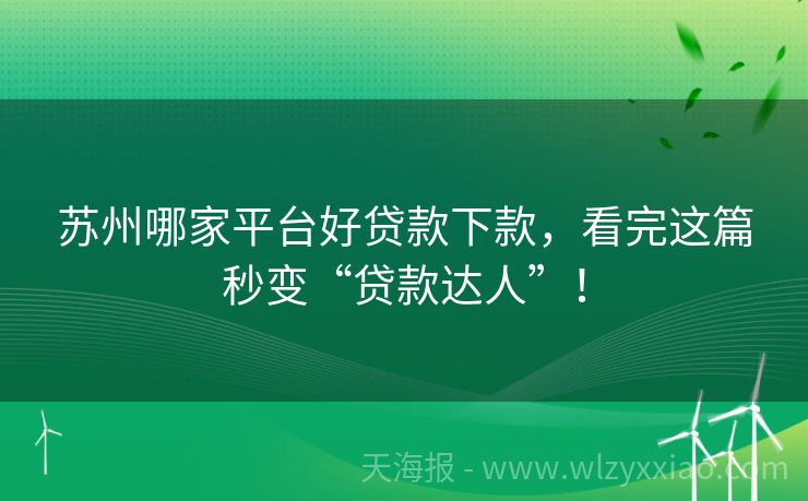 苏州哪家平台好贷款下款，看完这篇秒变“贷款达人”！