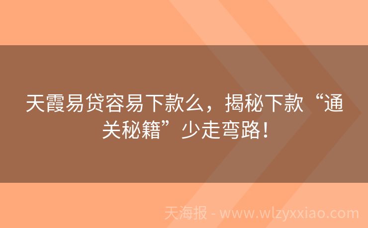 天霞易贷容易下款么，揭秘下款“通关秘籍”少走弯路！