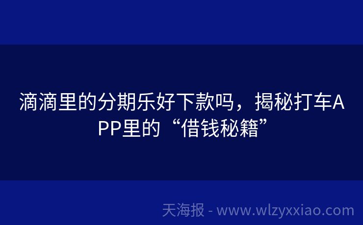 滴滴里的分期乐好下款吗，揭秘打车APP里的“借钱秘籍”