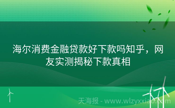 海尔消费金融贷款好下款吗知乎，网友实测揭秘下款真相