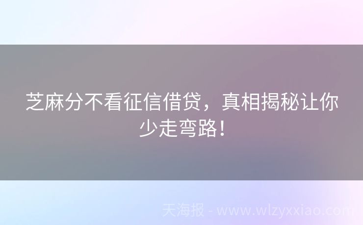 芝麻分不看征信借贷，真相揭秘让你少走弯路！